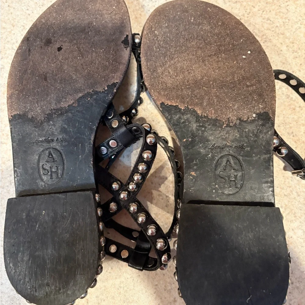 Ash Black Studded Gladiator Sandals